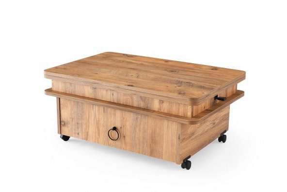 İtalyan Kademeli Akıllı Tekerlekli Çekmeceli Sihirli Orta Sehpa - 2