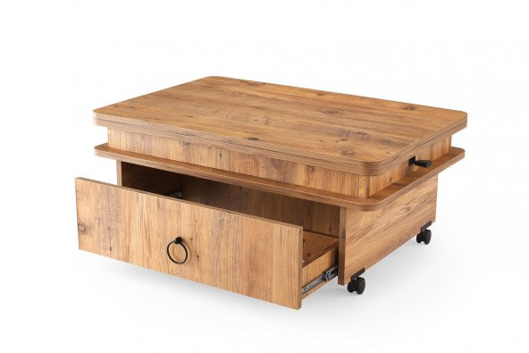 İtalyan Kademeli Akıllı Tekerlekli Çekmeceli Sihirli Orta Sehpa - 3