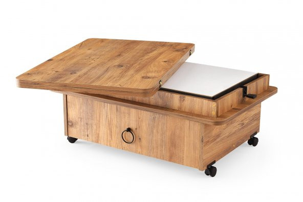 İtalyan Kademeli Akıllı Tekerlekli Çekmeceli Sihirli Orta Sehpa - 4