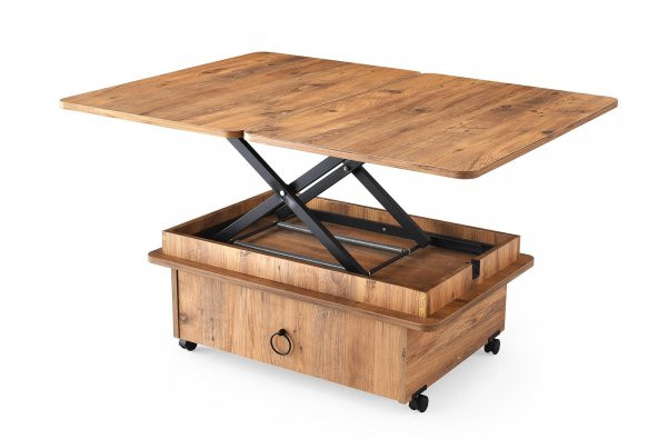 İtalyan Kademeli Akıllı Tekerlekli Çekmeceli Sihirli Orta Sehpa - 7