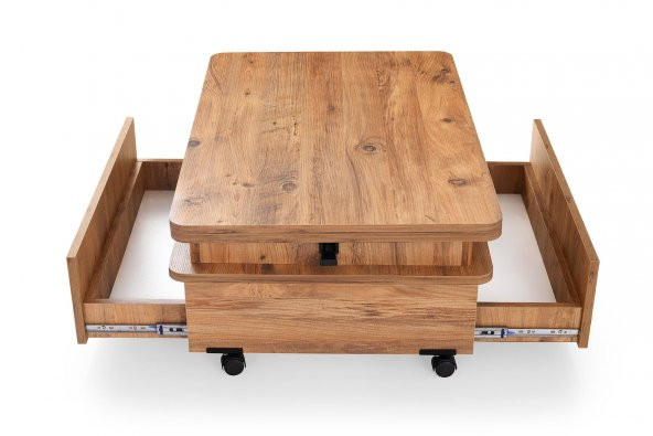 İtalyan Kademeli Akıllı Tekerlekli Çekmeceli Sihirli Orta Sehpa - 8