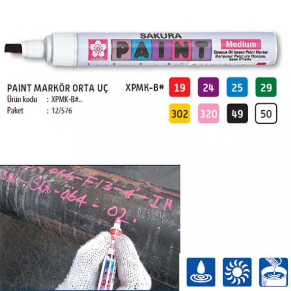 Sakura Paint Marker Markalama Kalemi Siyah - 12 Adet