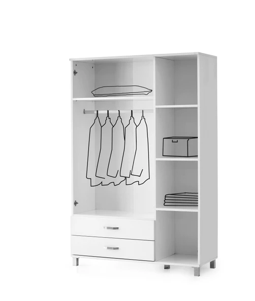 3 Kapılı 2 Çekmeceli Gardrop Aynalı Elbise Dolabı 120x46x189cm - 2