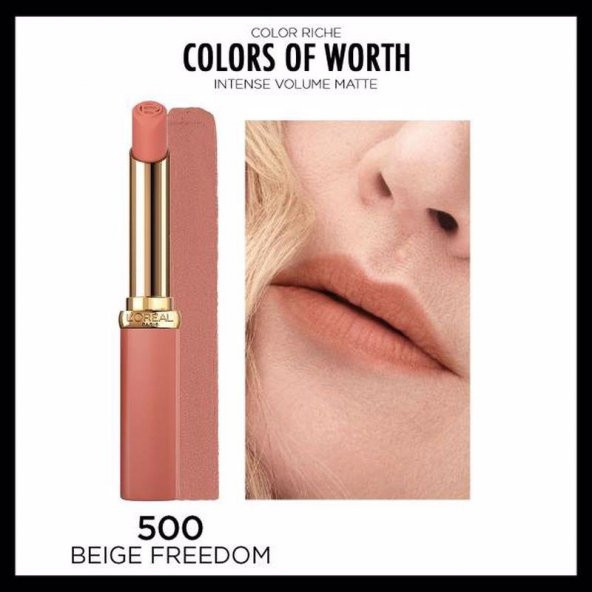 L'Oréal Paris Colors of Worth Color Riche Intense Volume Matte Ruj - 500 Beige Freedom - 5