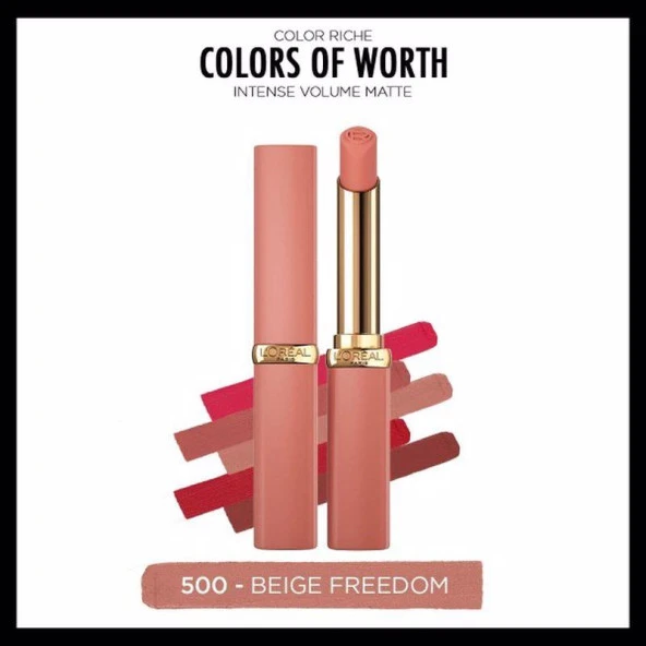 L'Oréal Paris Colors of Worth Color Riche Intense Volume Matte Ruj - 500 Beige Freedom - Resim 2
