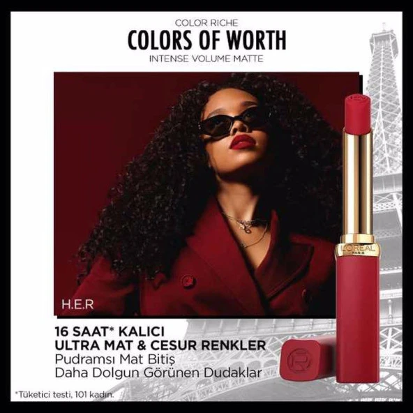 L'Oréal Paris Color Riche Colors of Worth Intense Volume Matte Ruj - 300 Rouge Confident - 3