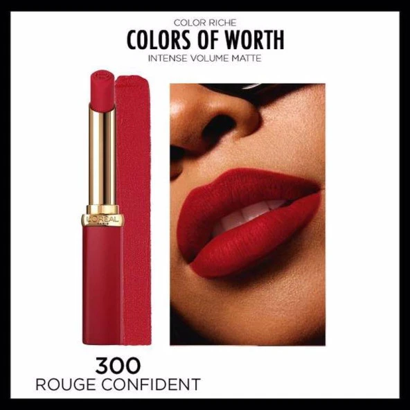 L'Oréal Paris Color Riche Colors of Worth Intense Volume Matte Ruj - 300 Rouge Confident - 5
