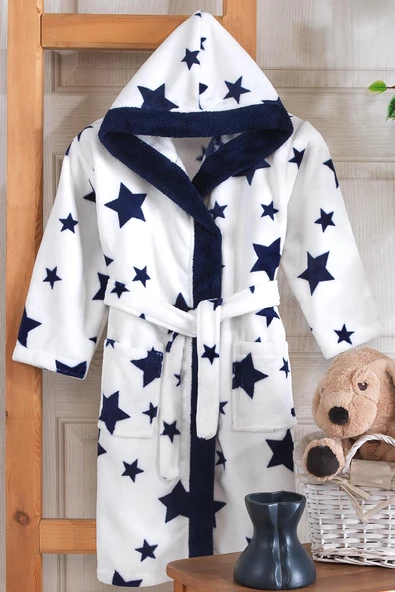 Sky | Kapşonlu Unisex Wellsoft Çocuk Peluş Sabahlık | Bornoz - 6