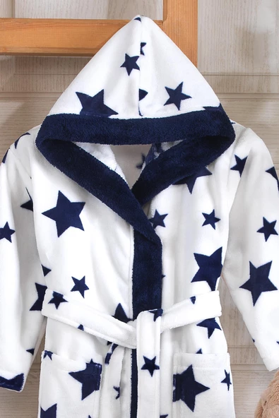 Sky | Kapşonlu Unisex Wellsoft Çocuk Peluş Sabahlık | Bornoz - 7