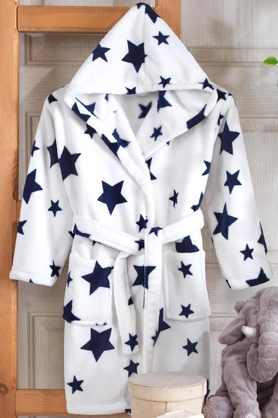 Sky | Kapşonlu Unisex Wellsoft Çocuk Peluş Sabahlık | Bornoz - 2