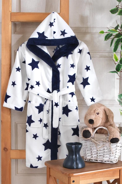 Sky | Kapşonlu Unisex Wellsoft Çocuk Peluş Sabahlık | Bornoz - 5