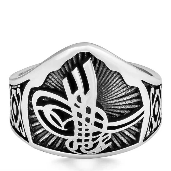 ​​Gümüş Osmanlı Tuğrası Başparmak Erkek Yüzük SL5221 - Resim 5