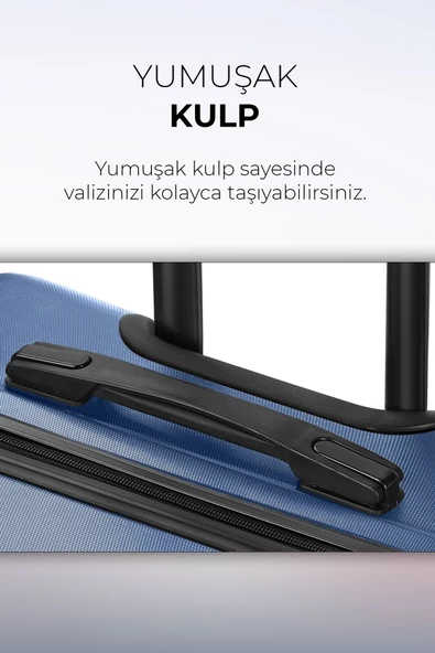 Polo&Sky Elmas Model Lacivert Renk Büyük Boy Valiz Bavul - 5