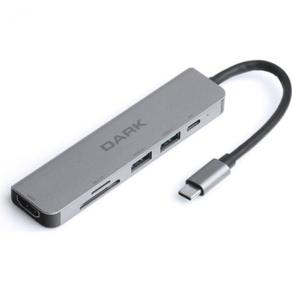 Dark DK-AC-U31X38 USB 3.1 Type-C 6 in 1 HDMI-TF SD Kart -USB 3.0 & USB 2.0-USB-C PD Çevirici HUB