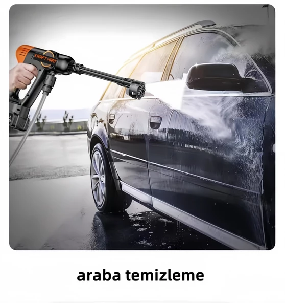 Kraft Hart Çift Akülü Şarjlı Yüksek Basınçlı Oto Araba Bahçe Yıkama Sulama Ve Temizleme Tabancası Makinesi - 3