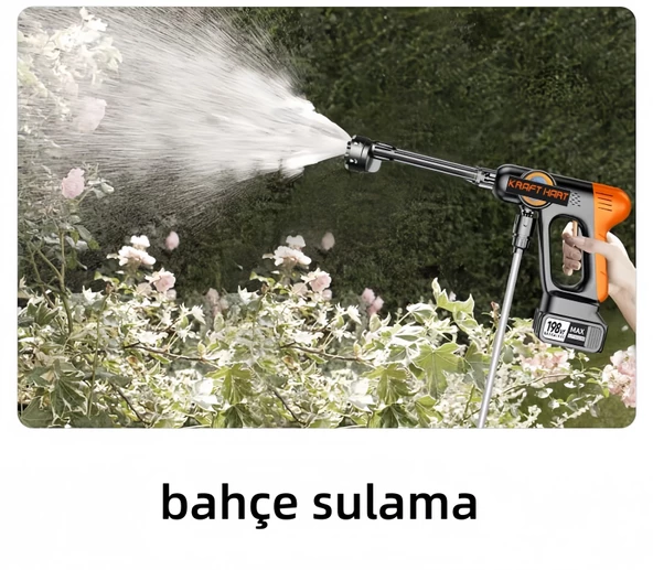 Kraft Hart Çift Akülü Şarjlı Yüksek Basınçlı Oto Araba Bahçe Yıkama Sulama Ve Temizleme Tabancası Makinesi - 4