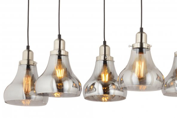 LampaLuce Cono Modern Sarkıt Salon Avizesi 7li Krom 80x70cm - 2