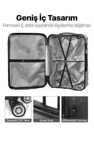 Polo&Sky Elmas Model Haki Renk Büyük Boy Valiz - Resim 5