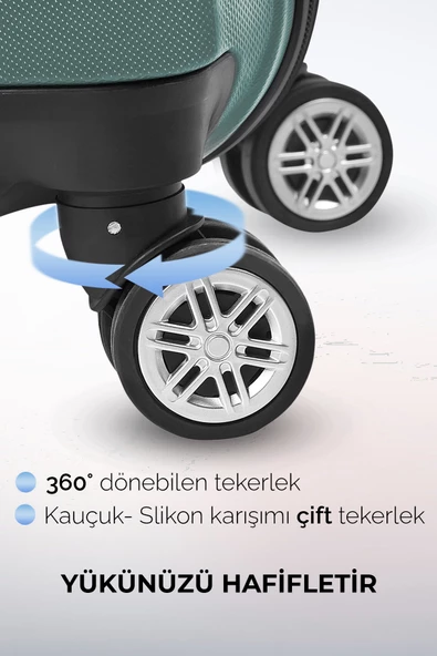 Polo&Sky Elmas Model Haki Renk Büyük Boy Valiz - Resim 7