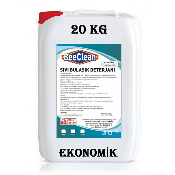 BeeClean 20 Kg Sıvı Bulaşık Deterjanı ESBD 30 20 10 EKONOMİK Elde Yıkama Deterjan