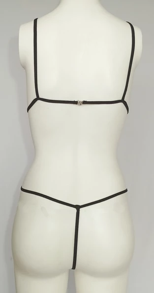 ASM1150 Kadın Siyah Lacivert Lastikli Karşılik Bulur Südyen Takım - 5