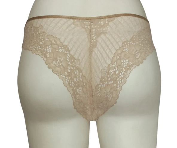 ASM1146 Kadın Sütlü Kahve Dantel Tanga - 2