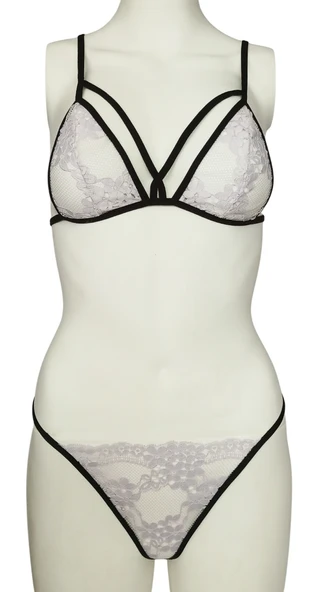 ASM1149 Kadın Lacivert  Lastik Lila Karşılik Bulur Südyen Takım ürün görseli