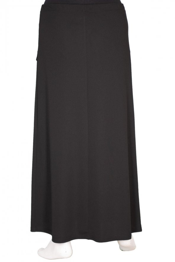 Hesna Kadın Talia Büyük Beden Sim Pervazlı Astarlı Siyah Çan Etek - 4