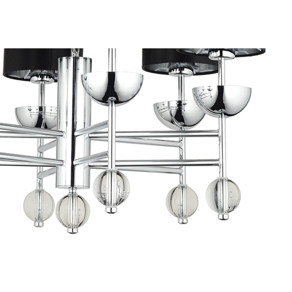 Lampaluce Cappello Şapkalı Klasik Avize 6lı Krom - Siyah - 2