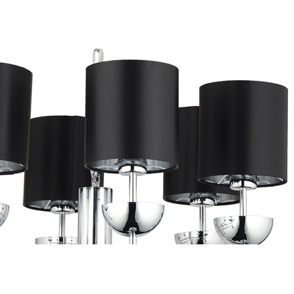 Lampaluce Cappello Şapkalı Klasik Avize 6lı Krom - Siyah - 3