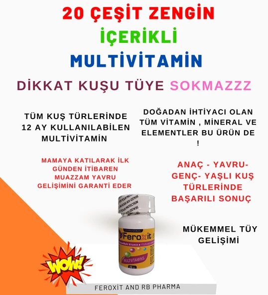 FEROXİT Yeni Nesil Multivitamin 20 Çeşit Zengin Içerik 20 Gr
