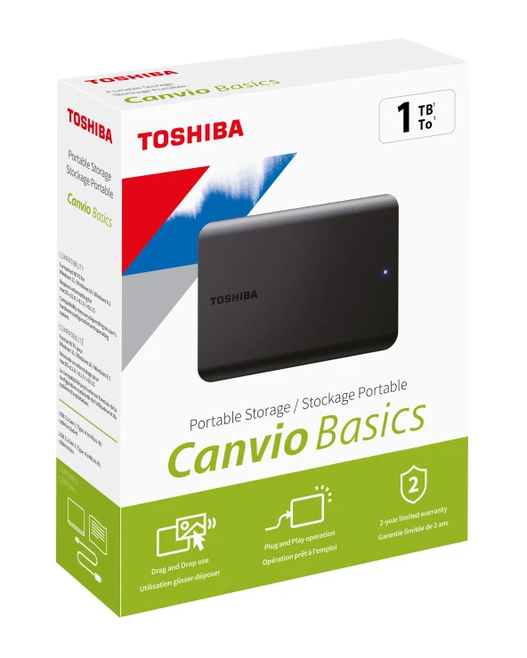 1TB Canvio Basics 2.5" USB3.2 TOSHIBA HDTB510EK3AA (USB2.0 Uyumlu)