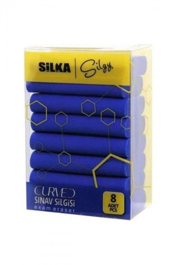 Silka Curved 8li Sınav Silgisi Lacivert