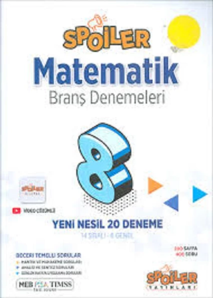 8.Sınıf Spoiler Matematik Branş Denemeleri Yeni Nesil 20 Deneme Spoiler Yayınları