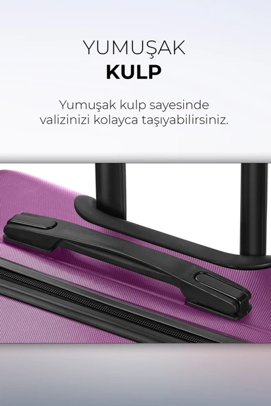 Polo&Sky Elmas Model Mor Renk Büyük Boy Valiz Bavul - 5