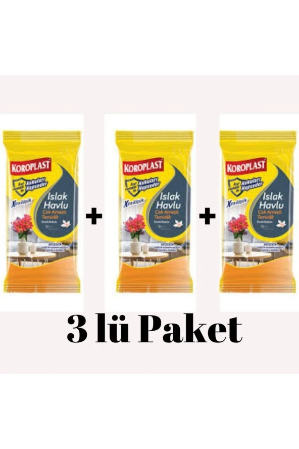 KOROPLAST Islak Havlu Çok Amaçlı Ferah Kokulu 30Lu X 3 Paket (20*30 Cm)