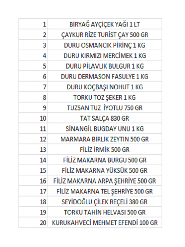 BİRYAĞ Ayçiçek Yağı 1 lt Kumanya Ramazan Paketi Erzak Kolisi 20 Parça