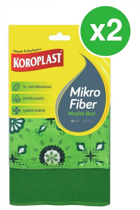 KOROPLAST Mikrofiber Mutfak Bezi 2Li X 2 Paket