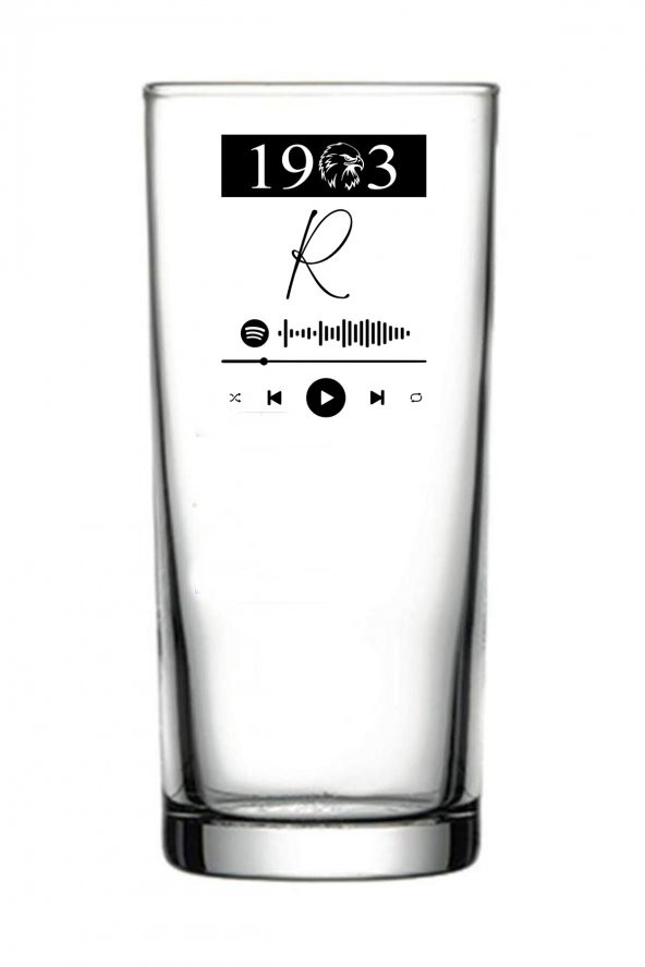 R Harfli Bjk Beşiktaş Marşı Spotify Kodlu Rakı Bardağı