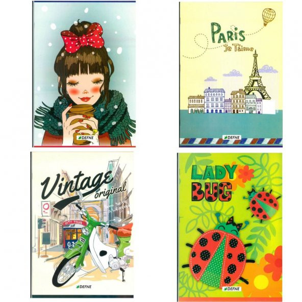 Karton Kapak A4 40 Yaprak Çizgili Metod Defteri 4 Adet - 2