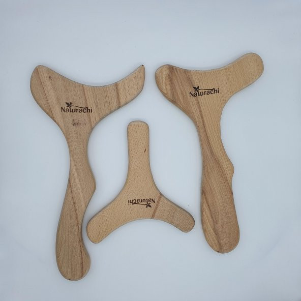 Ahşap Graston Madero Terapi ve Selülit 3lü Masaj Aleti Model 1