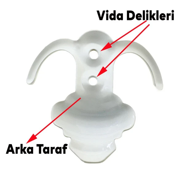 As Orta Sarıklı Vestiyer Duvar Askısı Dolap Elbise Askılığı Beyaz Metal Askı - Resim 3