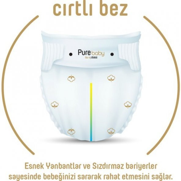 Pure Baby Organik Pamuklu Bebek Bezi 1 Beden Yenidogan 64*2 128 Adet - 2
