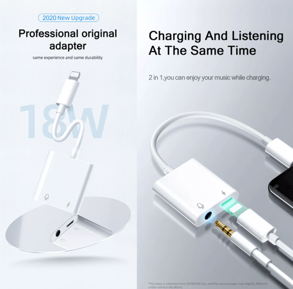 Joyroom S-Y105 2A 18W Lightning to 3.5mm Ses Dönüştürücü (Beyaz) - 3