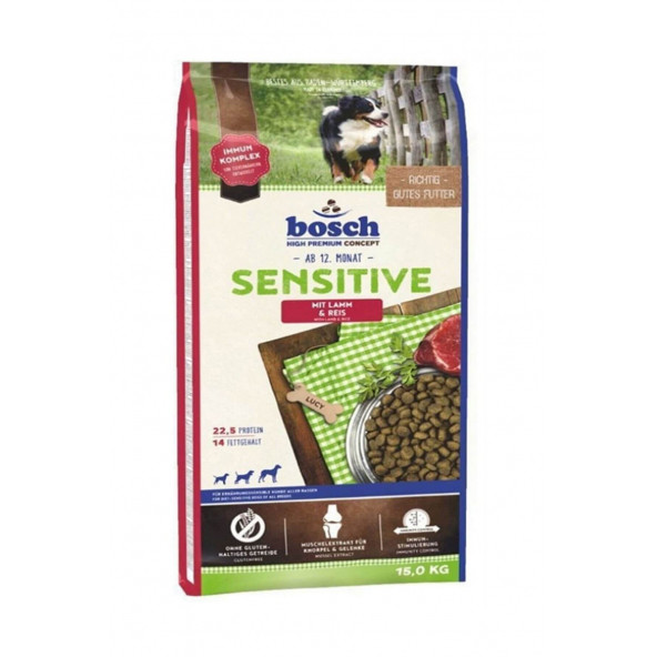 Bosch Tahılsız Adult Sensitive Lamb Rice Kuzu Etli 15 Kg Hassas Yetişkin Köpek Maması