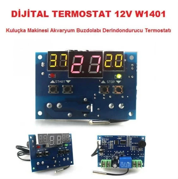 12V DİJİTAL TERMOSTAT W1401 SERİSİ AKVARYUM KULUÇKA MAKİNESİ BUZDOLABI DERİNDONDURUCU