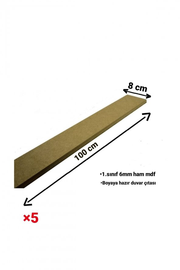 Iskandinav Duvar Çıtası 1 Paket(5 Adet) 100×8 Cm Dekoratif Mdf Duvar Çıtası - 3