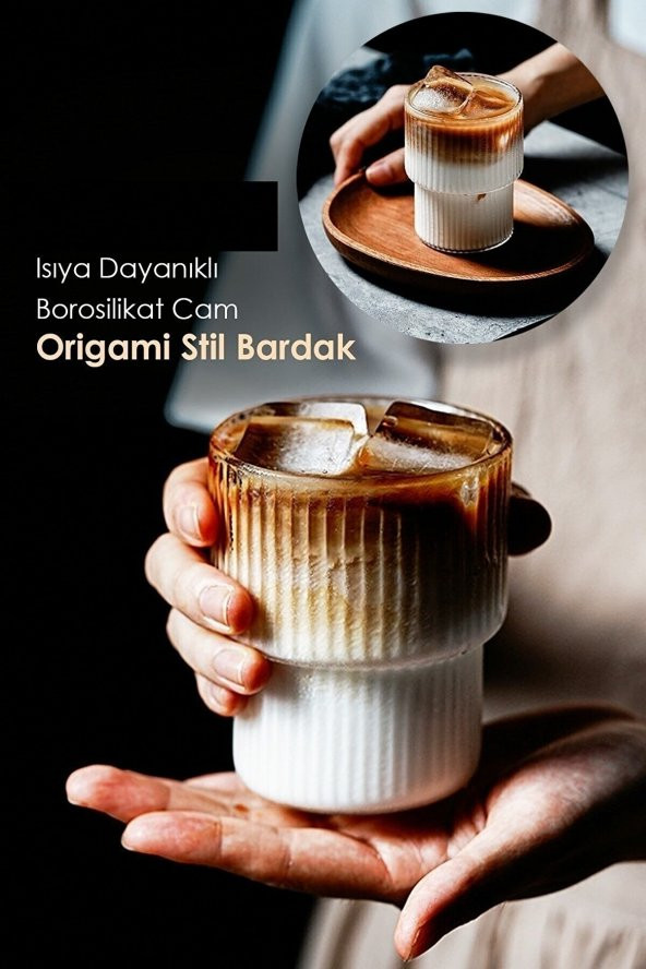 6 Adet Isıya Dayanıklı Origami Stil Bardak | Kahve Ve Sunum Bardağı 300ML