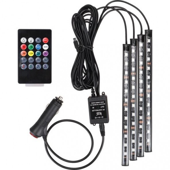 12 Ledli Ayak Altı LED Sese Duyarlı Rgb Kumandalı LED AA163