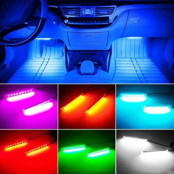 12 Ledli Ayak Altı LED Sese Duyarlı Rgb Kumandalı LED AA163 - 4